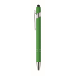 Gerecyclede aluminium pen met rubberen afwerking blauwe inkt derde weergave