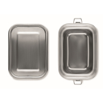 Lunchbox van gerecycled roestvrij staal met zijsluiting 750 ml kleur mat zilver vierde weergave