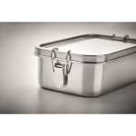 Lunchbox van gerecycled roestvrij staal met zijsluiting 750 ml kleur mat zilver foto weergave