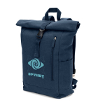 Rolltop-rugzak met bovensluiting en vakken 17L 380 g/m² kleur blauw afbeelding met logo