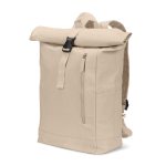 Rolltop-rugzak met bovensluiting en vakken 17L 380 g/m² kleur naturel