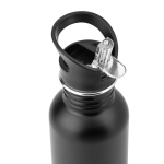 Enkelwandige roestvrijstalen fles met rietje 690 ml kleur zwart derde weergave