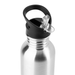 Enkelwandige roestvrijstalen fles met rietje 690 ml kleur mat zilver derde weergave