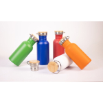 RVS-fles met bamboe dop met draaglus 580ml luxe weergave