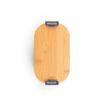 Luchtdichte plastic lunchbox met bamboe deksel en sluitclips 1L kleur marineblauw