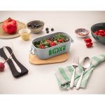 Luchtdichte plastic lunchbox met bamboe deksel en sluitclips 1L luxe weergave