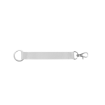 Korte polyester lanyard voor sublimatie met ring en karabijnhaak kleur wit