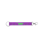 Korte lanyard van gerecycled polyester met ring en karabijnhaak 2 x 1,5cm kleur wit afbeelding met logo