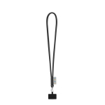 Tubulaire lanyard met musketonhaak en telefoonhouder 6,5 x 4,1 cm kleur zwart eerste weergave