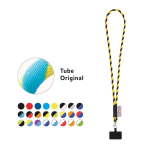 Tubulaire lanyard met musketonhaak en telefoonhouder 6,5 x 4,1 cm diverse kleuren