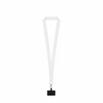 Gesublimeerde polyester lanyard met karabijnhaak en telefoonhouder 2 cm kleur wit
