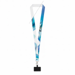 Gesublimeerde polyester lanyard met karabijnhaak en telefoonhouder 2 cm met afdrukgebied