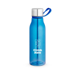 Glanzende eco-transparante fles met lekvrije dop 590 ml kleur koningsblauw afbeelding met logo
