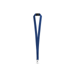 Polyester keycord met metalen musketonhaak en veiligheidssluiting 2 cm kleur blauw