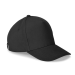 5-panel cap van geborsteld katoen met metalen gesp 260 g/m² kleur zwart eerste weergave
