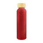 Gekleurde glazen fles met matte coating en bamboe schroefdop 500ml kleur rood eerste weergave