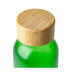 Gekleurde glazen fles met matte coating en bamboe schroefdop 500ml zevende weergave