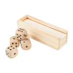 Beukenhouten dobbelspel in doos met schuifdeksel eerste weergave