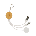 Oplaadkabelset met metalen ring om op te hangen 65W kleur hout met jouw bedrukking