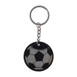 Sleutelhanger met voetbaldesign van roestvrij staal en rubber kleur zwart eerste weergave