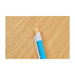 Pen van kunststof met bamboe drukknop en witte clip, blauwe inkt negende weergave
