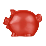 Transparant spaarvarken van gerecycled plastic met logo kleur rood eerste weergave