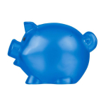 Transparant spaarvarken van gerecycled plastic met logo kleur koningsblauw eerste weergave