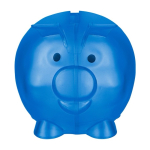 Transparant spaarvarken van gerecycled plastic met logo vierde weergave