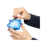 Transparant spaarvarken van gerecycled plastic met logo zevende weergave