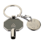 Sleutelhanger van gerecycled zink met radiatorontluchter en winkelmuntje vijfde weergave