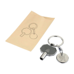 Sleutelhanger van gerecycled zink met radiatorontluchter en winkelmuntje zesde weergave