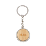 Sleutelhanger met geïntegreerde flesopener van bamboe en zinklegering kleur hout met jouw bedrukking