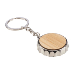 Sleutelhanger met geïntegreerde flesopener van bamboe en zinklegering vierde weergave