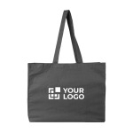 OEKO-TEX katoenen tas met zijvouw en lange hengsels 180 g/m² kleur donkergrijs met jouw bedrukking