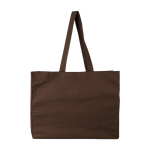 OEKO-TEX katoenen tas met zijvouw en lange hengsels 180 g/m² kleur donker bruin eerste weergave