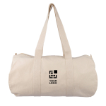 Sporttas van naturel katoen OEKO-TEX met lange hengsels kleur naturel met jouw bedrukking