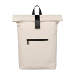 Roll-top rugzak van synthetisch leer voor laptop 16'' kleur beige eerste weergave