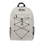 Sportrugzak met elastische banden en zijvakken van mesh kleur beige met jouw bedrukking