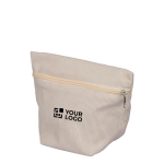 Ribfluewele toilettas met bijpassende rits om te bedrukken kleur beige met jouw bedrukking