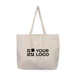 Ribfluwelen tas met binnenvak en lange hengsels kleur beige met jouw bedrukking