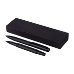 Schrijfset met metalen balpen en rollerpen met blauwe inkt eerste weergave