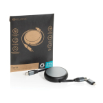 Uitschuifbare 2-in-1 laad- en datakabel van gerecycled aluminium 240W kleur zwart weergave met doos