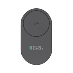 Compacte, opvouwbare ecologische 3-in-1 oplader met USB-C-ingang 25W kleur grijs weergave met logo