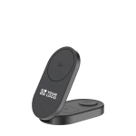 Compacte, opvouwbare ecologische 3-in-1 oplader met USB-C-ingang 25W kleur grijs met afdrukgebied