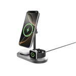 Ecologische 3-in-1 magnetische draadloze bureaulader 25W kleur grijs derde weergave