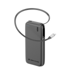 Eco powerbank met intrekbare kabel 45W 20.000 mAh kleur zwart vijfde weergave