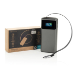 Powerbank met laadindicator en intrekbare kabel 45W 10.000 mAh kleur grijs tweede weergave met doos