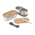 Set luchtdichte lunchboxen met deksel-snijplank Black & Blum 1L kleur grijs vierde weergave