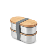 Set luchtdichte lunchboxen met deksel-snijplank Black & Blum 1L kleur grijs met afdrukgebied