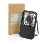 Oplaadbare bureauventilator met 3 snelheden 5W 1.200 mAh kleur zwart weergave met doos